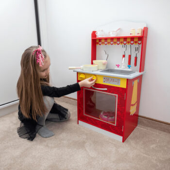 KONDELA Naori detská kuchynka červená / žltá / biela – Obrázok 2