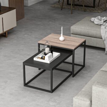 Set 2 konferenčných stolíkov NATE – Moderné a praktické riešenie pre vašu obývaciu izbuSet konferenčných stolíkov NATE prináša dokonalú kombináciu elegancie a funkčnosti. Sada obsahuje dva obdĺžnikové stolíky rôznych veľkostí, ktoré sa skvele dopĺňajú. Vďaka modernej farebnej kombinácii orech a čierna s kovovými nohami sa tieto stolíky stanú štýlovým doplnkom každej obývacej izby.Hlavné vlastnosti produktu:Typ tovaru: Set 2 konferenčných stolíkovVhodné do miestnosti: Obývacia izbaMateriál: Melamín, VT laminát a kovRozmery väčšieho stolíka: 72 x 45 x 37 cmRozmery menšieho stolíka: 60 x 45 x 47 cmFarba: Orech + čiernaTvar: ObdĺžnikovýZostava obsahuje: 2x konferenčný stolíkHrúbka materiálu: 18 mmDodatočné informácie: Dodávame v demonte, kovové nohyKonferenčné stolíky NATE sú vyrobené z kvalitných materiálov, ktoré zaisťujú dlhú životnosť a jednoduchú údržbu. Vďaka variabilnému usporiadaniu ich môžete využiť podľa svojich potrieb – ako samostatné stolíky alebo spoločne. Zaobstarajte si set konferenčných stolíkov NATE a dodajte svojmu interiéru moderný a praktický prvok!
