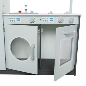 Detská kuchynka Natini v elegantnej svetlosivej a tmavosivej farbe je ideálnym doplnkom pre každé dieťa vo veku od 6 do 12 rokov, ktoré sa rado hrá na kuchára. Táto moderná kuchynka je navrhnutá tak, aby podporovala kreativitu a rozvíjala zručnosti detí pri hre.