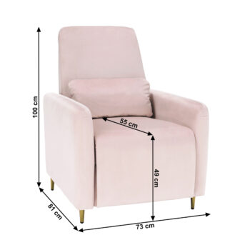 KONDELA Nauro relaxačné kreslo modrá (Velvet) / zlatá - Image 8