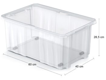 NABBI NCC24 plastový úložný box na kolieskach 45 l priehľadná – Obrázok 2