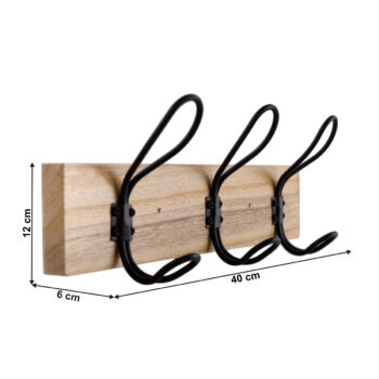 KONDELA Neliol vešiakový panel čierna / sosna canyon – Obrázok 2