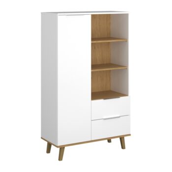 Jednodverový regál so zásuvkami Nepu 1D2S/90 v elegantnom prevedení biela a dub kamenný je ideálnym riešením pre moderné interiéry. Tento praktický kus nábytku od značky KONDELA ponúka dostatok úložného priestoru, ktorý oceníte v každej domácnosti.
