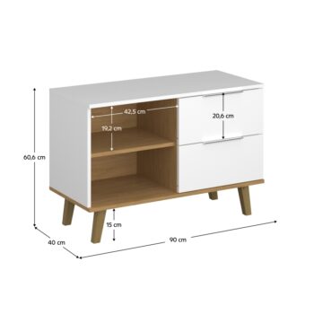 Predstavujeme vám zásuvkovú komodu Nepu 2S/90 v elegantnom farebnom prevedení biela a dub kamenný, ktorá je ideálnym riešením pre váš interiér. Táto moderná komoda od značky KONDELA ponúka praktické úložné priestory v podobe dvoch priestranných zásuviek, ktoré sú vhodné na uskladnenie rôznych…