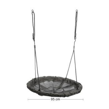 Hojdacie hniezdo NEST 95 cm je oválna hojdačka v tvare hniezda s nastaviteľnou dĺžkou lana, vo farbe čierna / antracit, no v ponuke ju máme vo viacerých farebných prevedeniach. Sedák je vyrobený z PE sieťoviny a čierne pletené lano je doplnené čiernymi PP zvarmi. Priemer sedáku je 95 cm.…