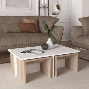 Pridajte štýl a funkčnosť do vašej obývačky s konferenčným stolíkom NEST. Tento elegantný kus nábytku je navrhnutý tak, aby ladil s modernými interiérmi a poskytoval praktický úložný priestor.Detailné špecifikácieTyp tovaru: Konferenčný stolíkVhodné do miestnosti: Obývacia izbaMateriál: LTD s hrúbkou materiálu 18 mm, čo zaručuje pevnosť a dlhú životnosť.Rozmery: 90 x 32 x 60 cm, ideálny pre rôzne použitie v obývacej izbe.Farba: Biela s kombináciou svetlo hnedej, ktorá dodáva interiéru príjemný vzhľad.Tvar: Obdĺžnikový, ktorý sa ľahko integruje do rôznych priestorových usporiadaní.Dodatočné informácie: Stolík je dodávaný v demontovanom stave pre jednoduchú prepravu a montáž.Konferenčný stolík NEST je perfektnou voľbou pre tých, ktorí hľadajú štýlový a praktický nábytok do svojej obývačky. S jeho moderným dizajnom a kvalitným spracovaním pridá vášmu domovu nielen estetickú hodnotu, ale aj funkčnosť.