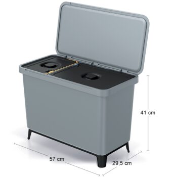 NABBI NKS45W2 odpadkový kôš na triedený odpad 33l svetlosivá - Image 2
