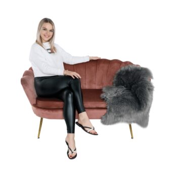 KONDELA Noblin dvojsedačka ružová (Velvet) / zlatá - Image 11