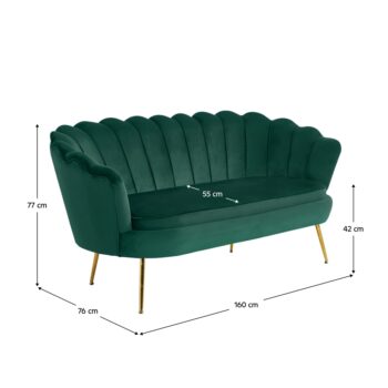 KONDELA Noblin pohovka zelená (Velvet) / zlatá - Image 2