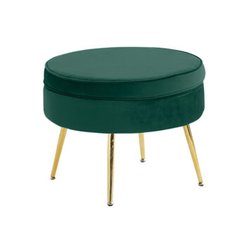 Taburetka Noblin Typ 1 - zelená (Velvet) / zlatá; Rozmery (ŠxHxV): 51x51x41 cm; Materiál: látka / kov.