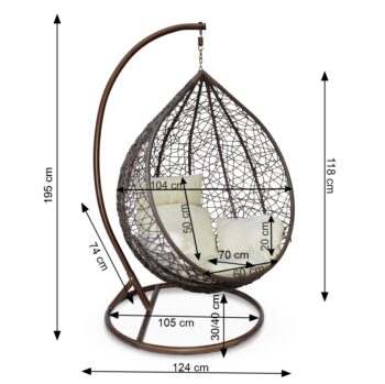 KONDELA Noela New závesné hojdacie kreslo hnedá / krémová – Obrázok 11
