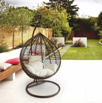 KONDELA Noela New závesné hojdacie kreslo hnedá / krémová – Obrázok 2