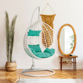 KONDELA Nolan New závesné hojdacie kreslo biela / mentolová – Obrázok 11