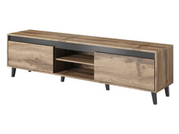 Ak hľadáte nábytok so zaujímavým dizajnom, TV stolík NORD 2 Vás očarí. Kombinácia farebného prevedenia dub wotan / antracit / čierna pôsobí minimalisticky. Na jeho výrobu bola použitá matná laminovaná DTD doska hrúbky 16 mm. Má dostatočné veľkú plochu na umiestnenie televíznej obrazovky a súčasne…
