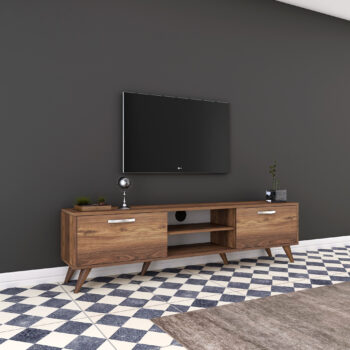 TV stolík NORD – moderný dizajn pre vašu obývačkuTV stolík NORD je štýlový a praktický kus nábytku, ktorý prinesie do vašej obývačky eleganciu a funkčnosť. Vďaka svojmu prevedeniu v dekore orecha ľahko zapadne do moderných aj klasických interiérov.Hlavné vlastnosti TV stolíka NORD:Materiál: melamín a VT laminát s hrúbkou 18 mm pre dlhú životnosť.Rozmery: 48,6 x 180 x 35 cm – priestranný a zároveň kompaktný.Farba: elegantný orechový dekor pre príjemnú atmosféru.Vybavenie: 2 plné dvierka a praktický regál pre ľahkú organizáciu.Počet dvierok: 2 – ideálny na skrytie káblov a drobností.Dodávame v demontovanom stave s návodom na jednoduchú montáž.TV stolík NORD je navrhnutý tak, aby poskytol dostatok úložného priestoru a zároveň vytvoril štýlové miesto pre vašu televíziu. Praktické dvierka a regálky vám pomôžu udržať obývaciu izbu upratanú a prehľadnú.Dodajte svojej obývačke štýl a praktickosť s TV stolíkom NORD!
