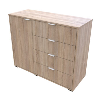 Jednodverová komoda so zásuvkami NOSEN C1 Vám pomôže zútulniť Vašu spálňu či obývačku na harmonické miesto plné pokoja. Jednoduchý dizajn komody pôsobí veľmi moderne a krásne farebné prevedenie dub sonoma dotvára jej celkový dizajn. Vyrobená je z kvalitných materiálov a nízke nožičky, na ktorých je…