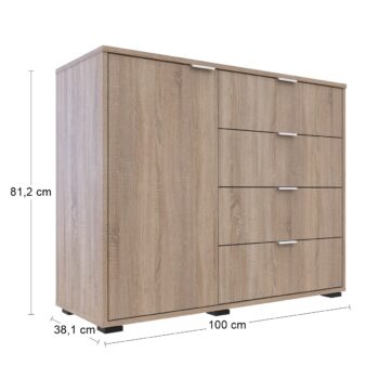 Jednodverová komoda so zásuvkami NOSEN C1 Vám pomôže zútulniť Vašu spálňu či obývačku na harmonické miesto plné pokoja. Jednoduchý dizajn komody pôsobí veľmi moderne a krásne farebné prevedenie dub sonoma dotvára jej celkový dizajn. Vyrobená je z kvalitných materiálov a nízke nožičky, na ktorých je…