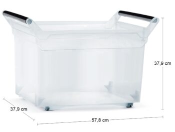 Plastový úložný box na kolieskach NUK6H s objemom 49 litrov je ideálnym riešením pre ukladanie rôznych predmetov v interiéri. Tento moderný a praktický box je vyrobený z kvalitného plastu, ktorý sa ľahko čistí - stačí ho utrieť navlhko. Box je priehľadný, takže obsah je vždy dobre viditeľný.…