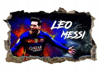 Nálepka na stenu 3D Lionel Messi 120 x 72 cm