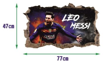 Nálepka na stenu 3D Lionel Messi 47x77 cm