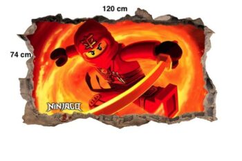 Nálepka na stenu červený ninja go 120 x 74 cm