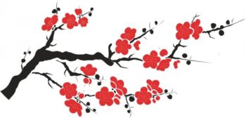 Nálepka na stenu do interiéru konár s rozkvitnutými kvetmi 100 x 200 cm