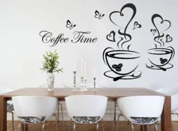 Nálepka na stenu do kuchyne čas na kávu 100 x 200 cm
