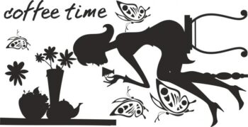 Nálepka na stenu do kuchyne čas na vašu šálku kávy 50 x 100 cm