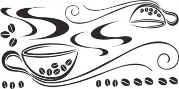 Nálepka na stenu do kuchyne dve šálky lahodnej kávy 60 x 120 cm