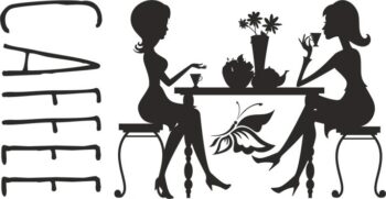 Nálepka na stenu do kuchyne kamarátky na káve 60 x 120 cm