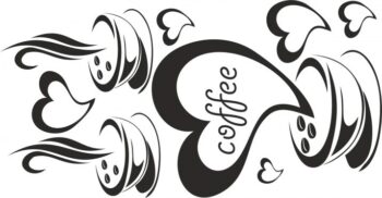 Nálepka na stenu do kuchyne s motívom kávy a srdiečok 50 x 100 cm