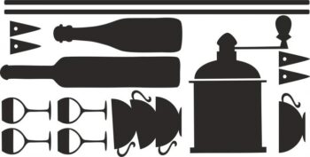 Nálepka na stenu do kuchyne s motívom políc na víno a kávu 50 x 100 cm