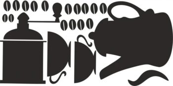 Nálepka na stenu do kuchyne súprava na prípravu kávy 80 x 160 cm