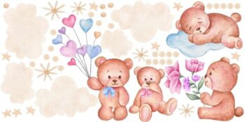 Nálepka na stenu pre deti krajina medvedíkov 80 x 160 cm