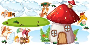 Nálepka na stenu pre deti krajina trpaslíkov 120 x 240 cm