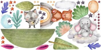 Nálepka na stenu pre deti zvierací kamaráti 150 x 300 cm