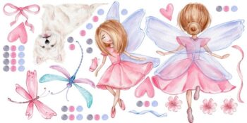 Nálepka na stenu pre dievčatá rozprávkové víly 120 x 240 cm