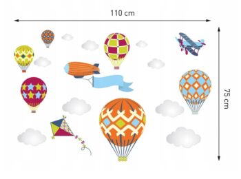 Nálepky na stenu Lietadlo, balón pre budúceho letca XXL 110x75