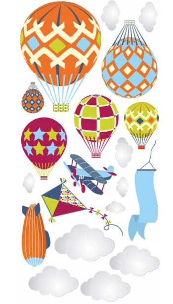 Nálepky na stenu Lietadlo, balón pre budúceho letca XXL 110x75