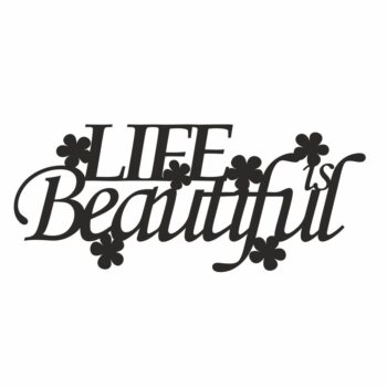 Nápis na stenu Life is beautiful  21 x 50 cm oranžová