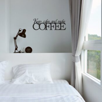 Nápis na stenu do kuchyne Coffee 20 x 60 cm modrá