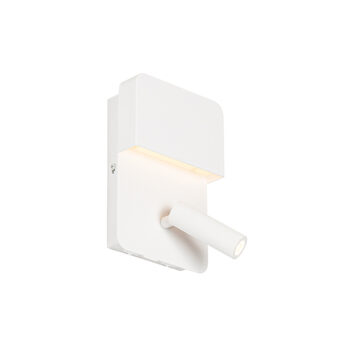 Nástenná lampa biela vrátane LED s USB a lampou na čítanie s vypínačom - Robin