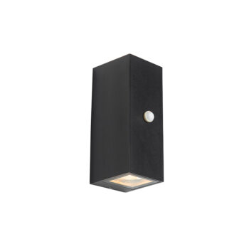 Nástenná lampa čierna 2 svetlá IP44 s pohybovým senzorom - Baleno