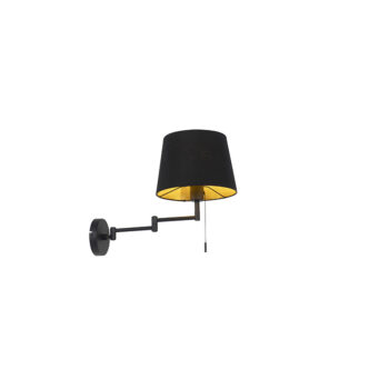Nástenná lampa čierna s čiernym tienidlom a nastaviteľným ramenom - Ladas Deluxe
