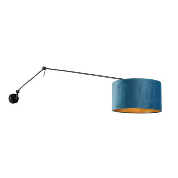 Nástenná lampa čierna s modrým zamatovým tienidlom 35 cm nastaviteľná - Blitz
