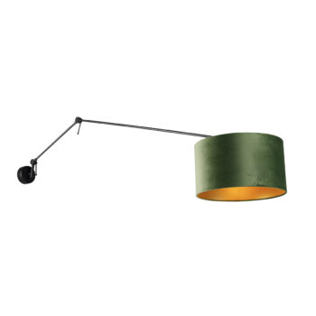 Nástenná lampa čierna so zeleným zamatovým tienidlom 35 cm nastaviteľná - Blitz