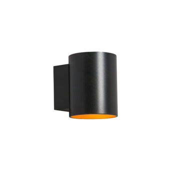 Nástenná lampa čierna so zlatým okrúhlym tvarom - Sola