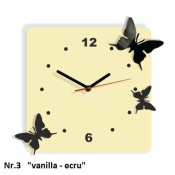 Nástenné dekoračné hodiny motýle vanilla-ecru