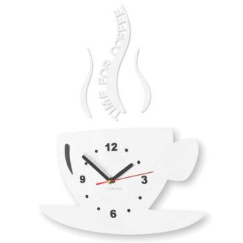 Nástenné hodiny Time for coffee biela