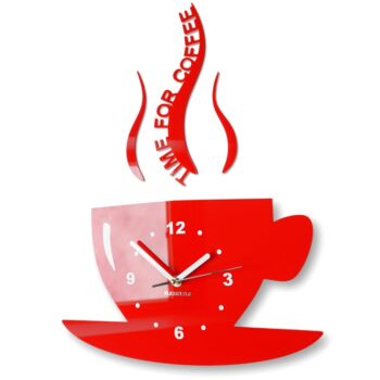 Nástenné hodiny Time for coffee červená